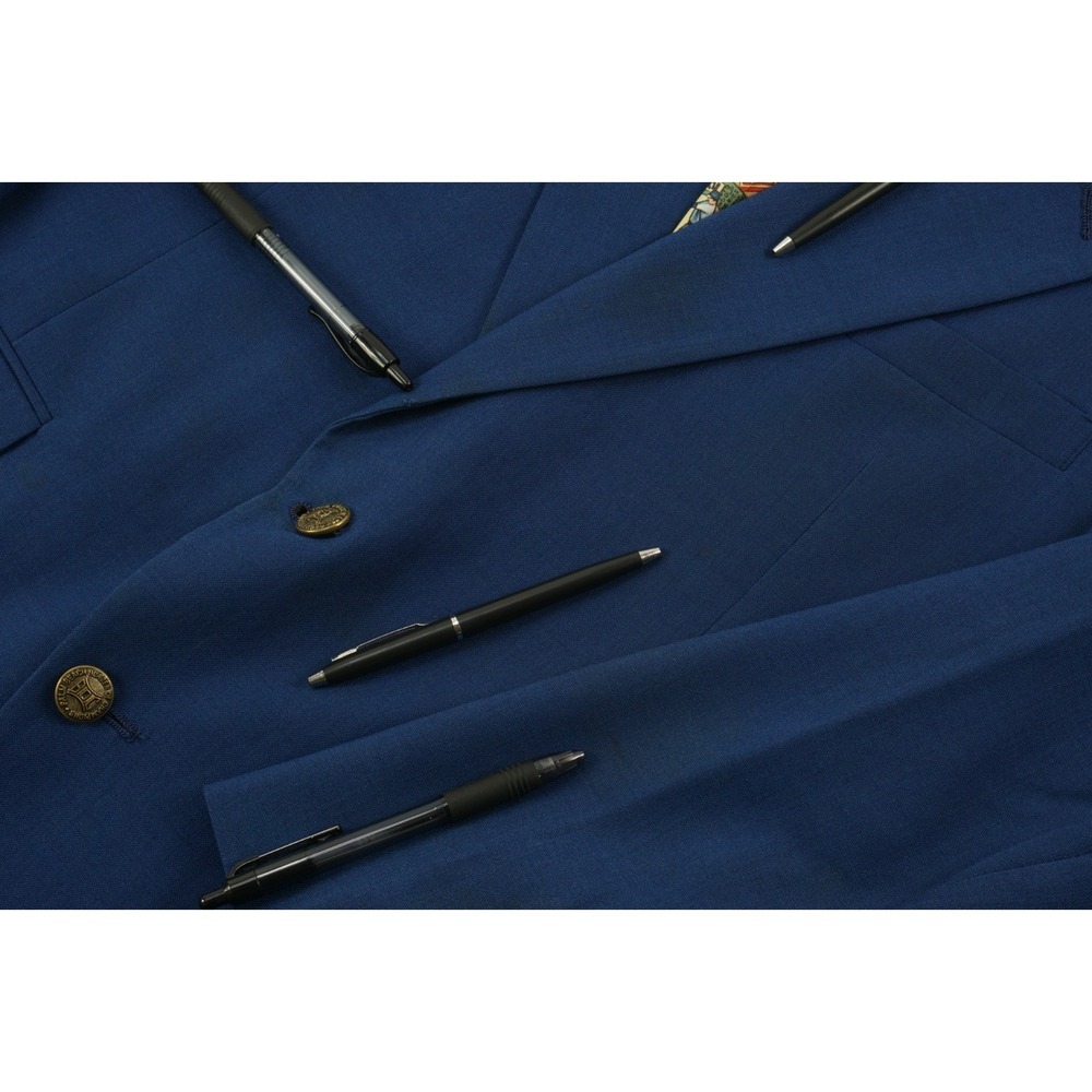 Vintage 70s 80s Palm Beach Blazer of Champions Stretch Blue Baseball Brass 44R - Picture 11 of 16